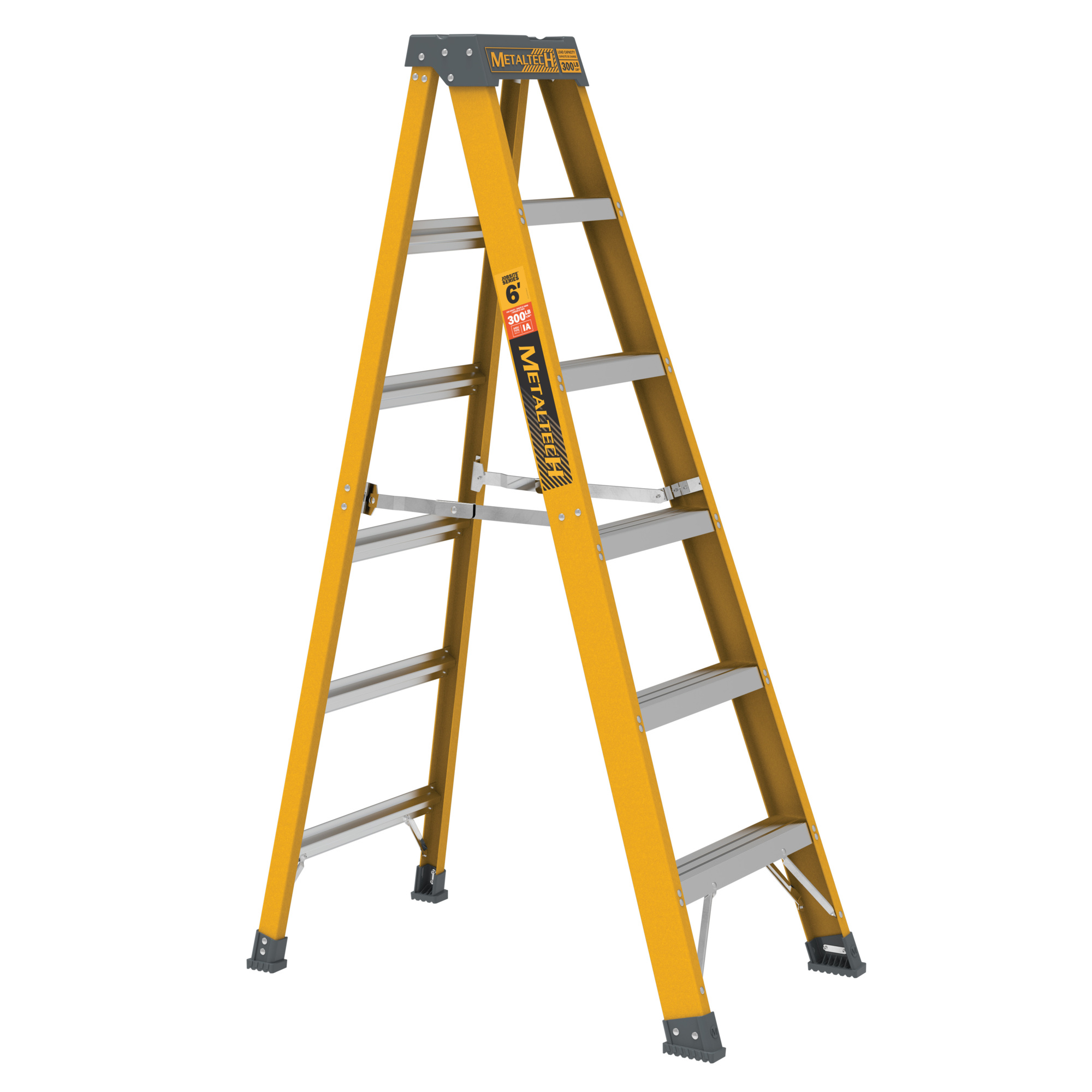 Metaltech Fiberglass Step Ladder — 6ft., 300-Lb. Capacity, Type 1A, Model# E-SLF6T1A